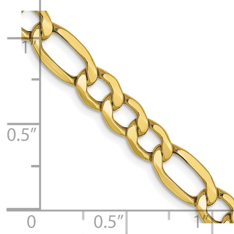 Curata 10k Semi Solid Lobster Claw Closure 5.35mm Semi solid Figaro Chain Bracelet