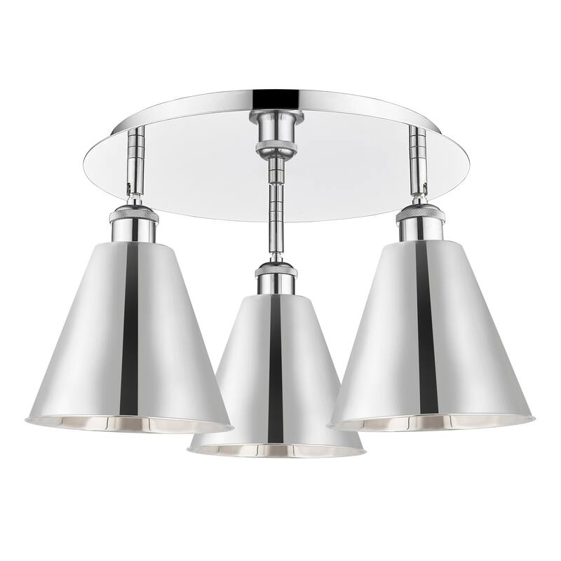 Innovations Lighting Ballston Cone - 3 Light 20" Flush Mount - Polished Chrome