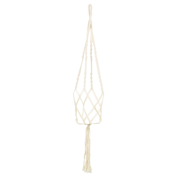 Indoor Outdoor Macrame Plant Hanger Flowerpot Holder Garden Pot Wall-mounted Rope Hanging 39.4"Length - Beige. Opens flyout.