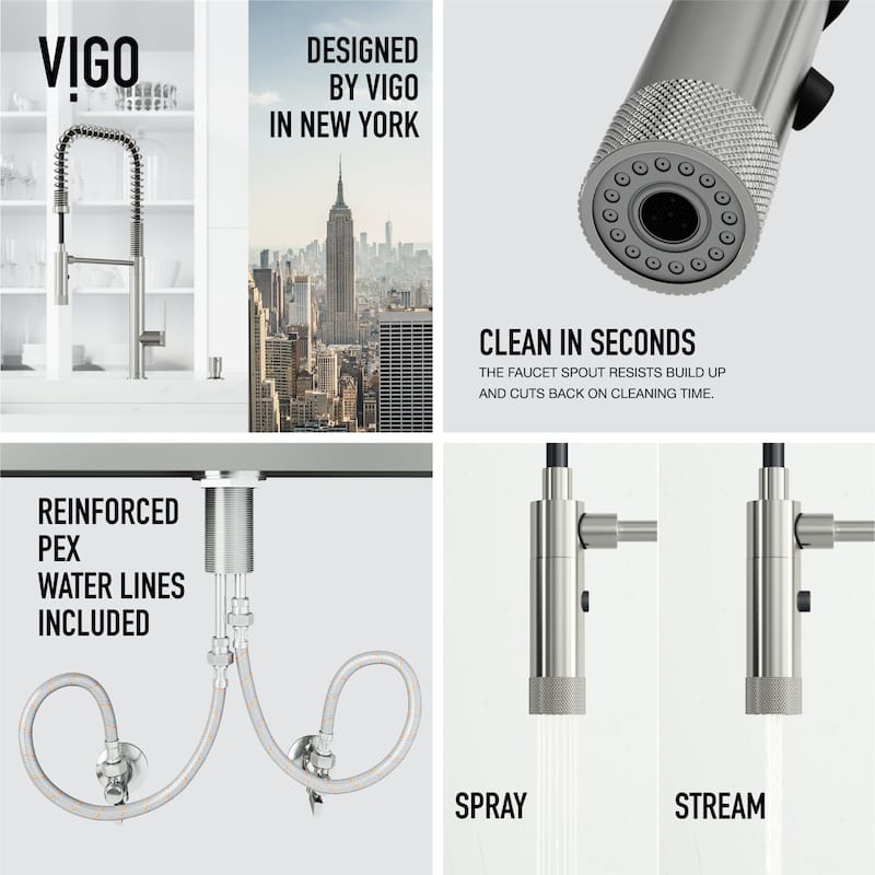 VIGO Sterling 23" H Single Handle Pull-Down Sprayer Kitchen Faucet