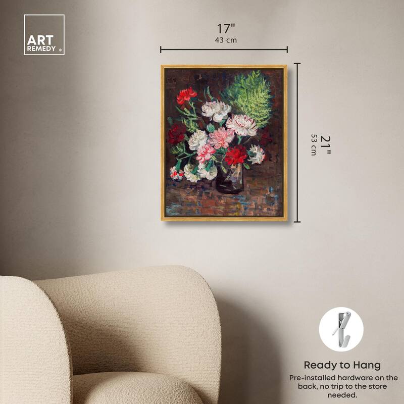 Vase with Carnations Canvas by Art Remedy