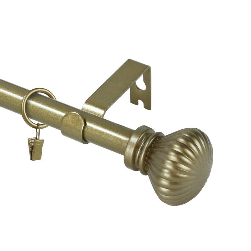 Modern Fluted Ball Adjustable Drapery Curtain Rod with Clip Rings