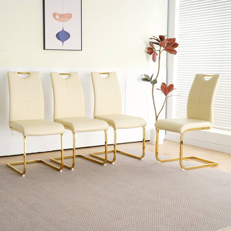 Modern PU Dining Chair with Gold Metal Legs, Versatile for Kitchen, Living Room, Bedroom, and Dining Room.