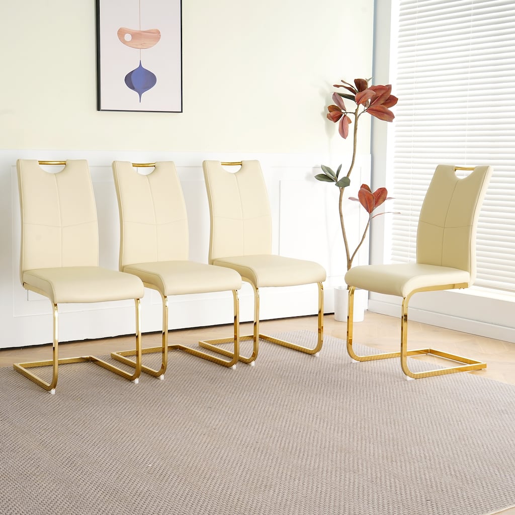 Modern PU Dining Chair with Gold Metal Legs, Versatile for Kitchen, Living Room, Bedroom, and Dining Room.