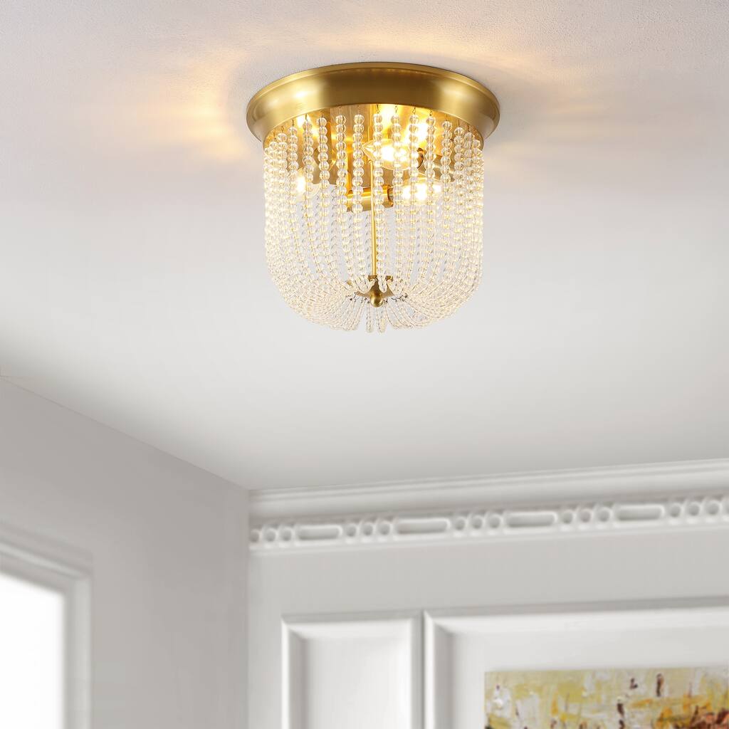 SAFAVIEH Lighting Orene Flush Mount - 13" W x 13" D x 10" H - Gold - 13Wx13Dx10H
