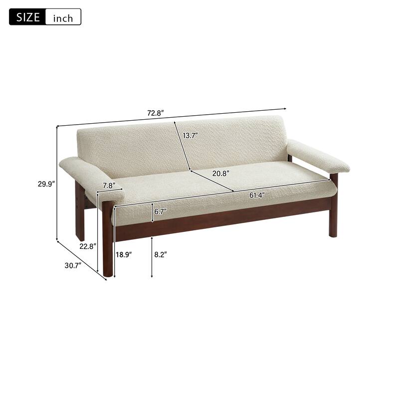72.8" Upholstered Loveseat Sofa for Small Space, Living Room Couch with Armrest and Wood Frame