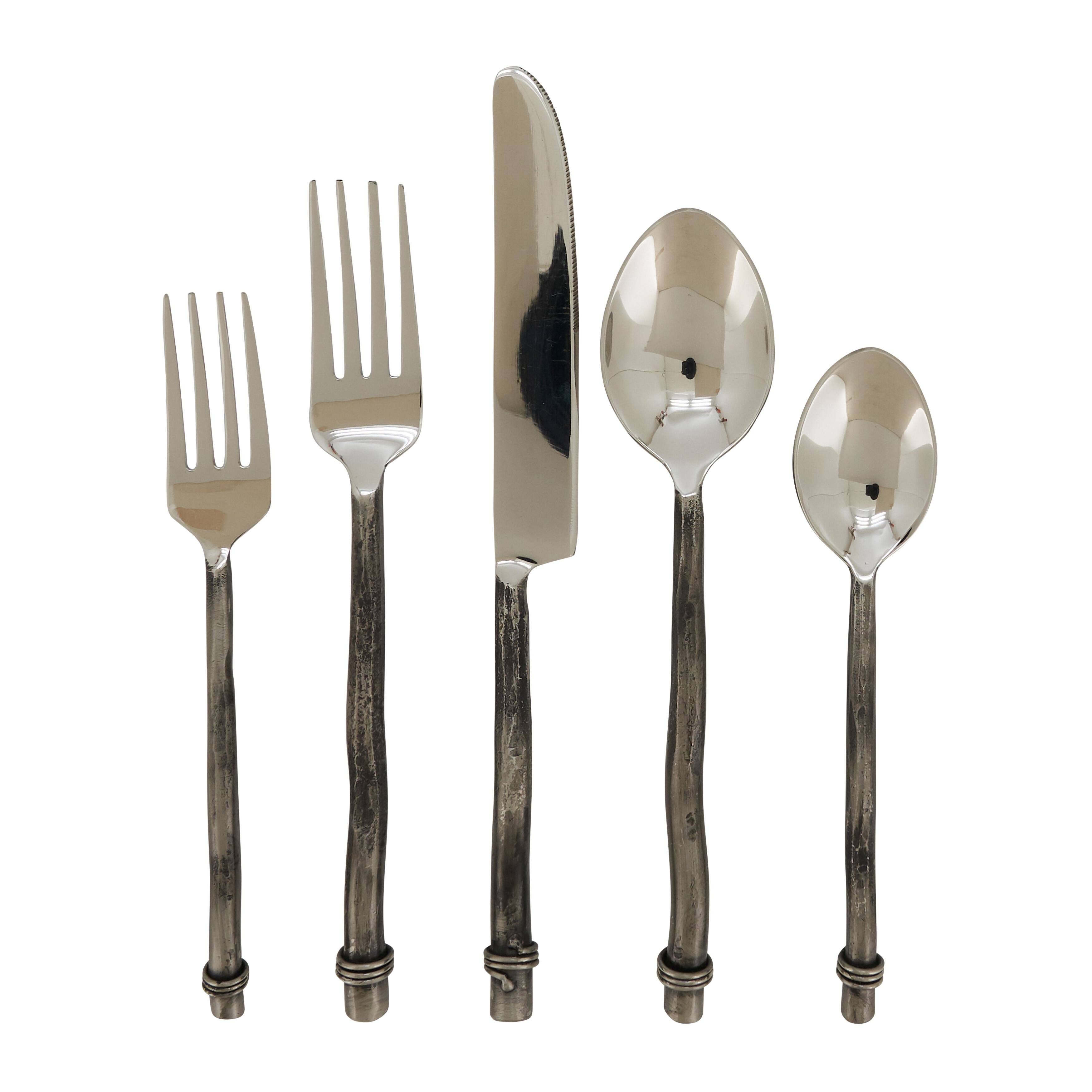 Stainless Steel Flatware With Curved Handle Design (Set of 5) On Sale