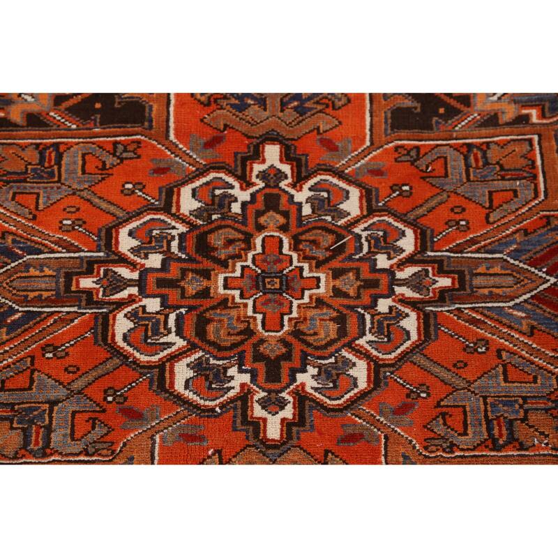 Hand Knotted Oriental 100% Wool Carpet Traditional Medallion Oranges & Rust Heriz Area Rug - 11' 7'' X 8' 4''