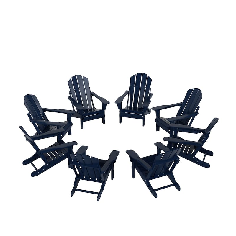 Polytrends Laguna Hdpe All Weather Outdoor Patio Foldable Adirondack Chairs (Set Of 8)