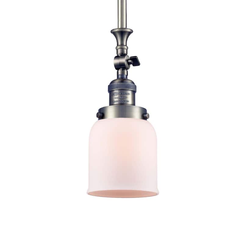 Innovations Lighting Small Bell 5" Wide Adjustable Mini Pendant - Antique Brass / Matte White Cased