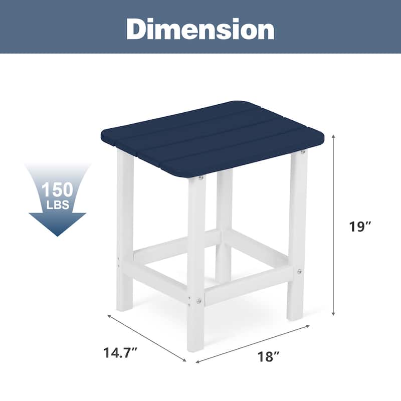 Aoodor HDPE All Weather Outdoor Side Table, Square Adirondack Patio End Table for Patio, Pool, Porch