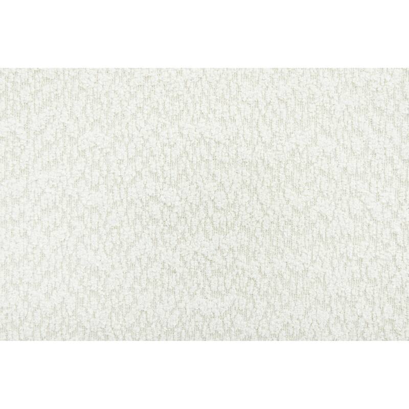 Roomfitters White Boucle Upholstered Bed with Rubberwood Legs, Modern Platform