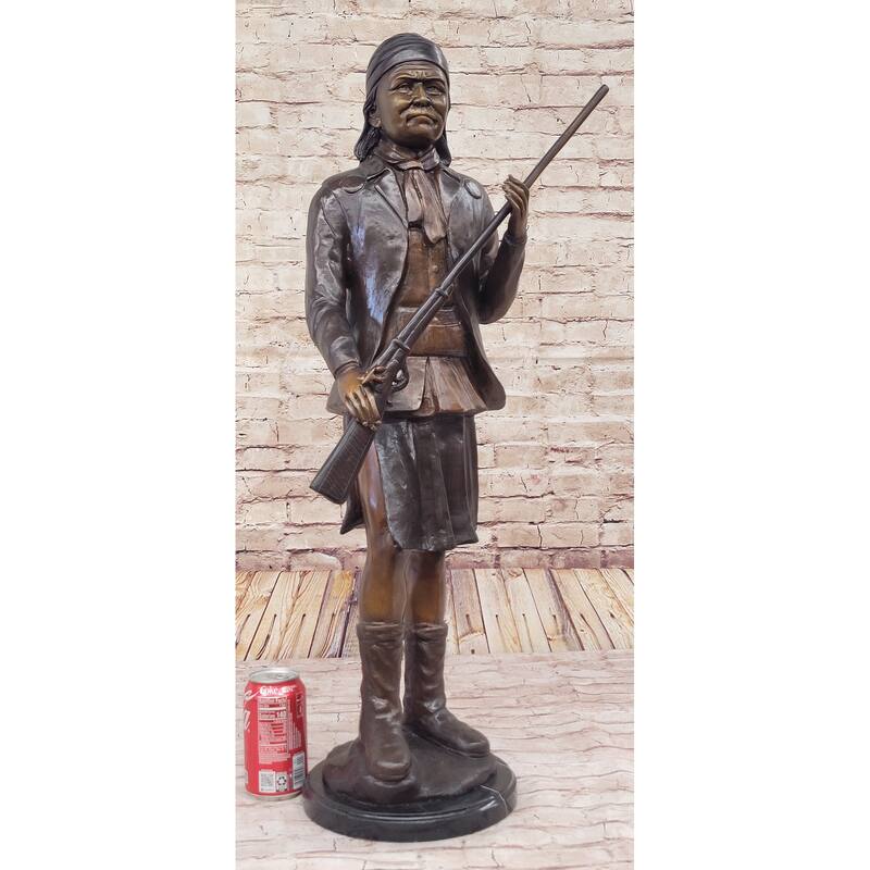 Hand Made Geronimo With Rifle By C.M Russell Bronze Sculpture Figurine