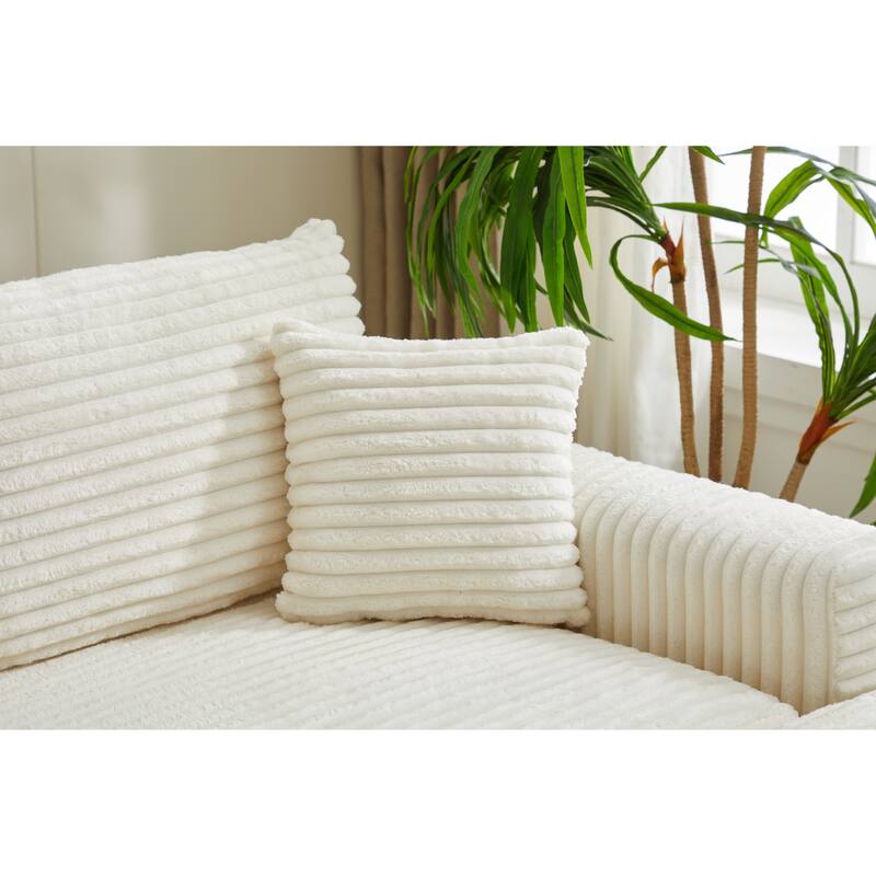 82" Corduroy 2-Piece Sectional Sofa with Slipcovers & 2 Pillows