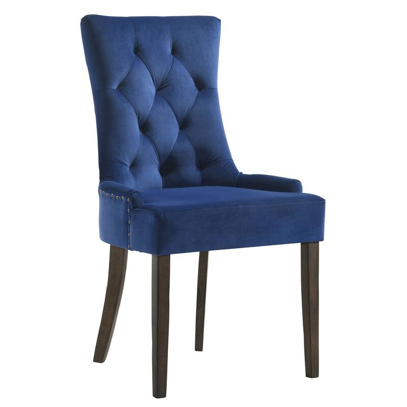 Beige and Weathered Oak Tufted Back Parson Chairs (Set of 2)