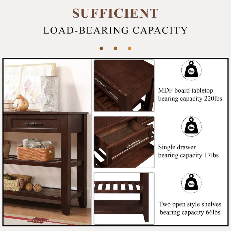 Furniture of Antique Solid Wood 3-drawer Sofa Console Table
