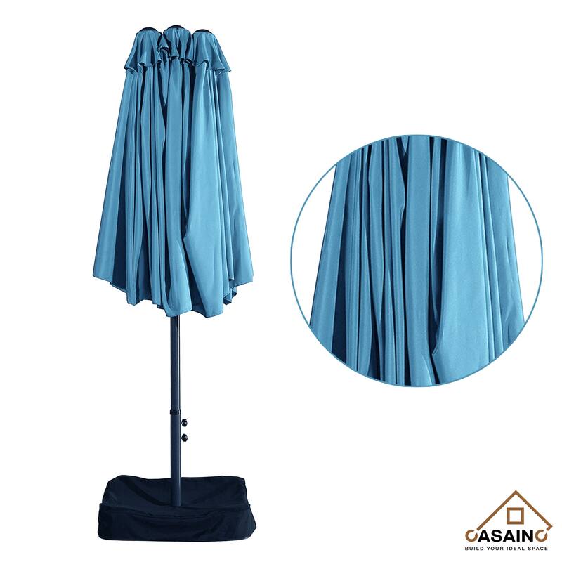 15-ft. Rectangular Crank Double-sided Large Outdoor Market Umbrella Patio Umbrella with Base Included