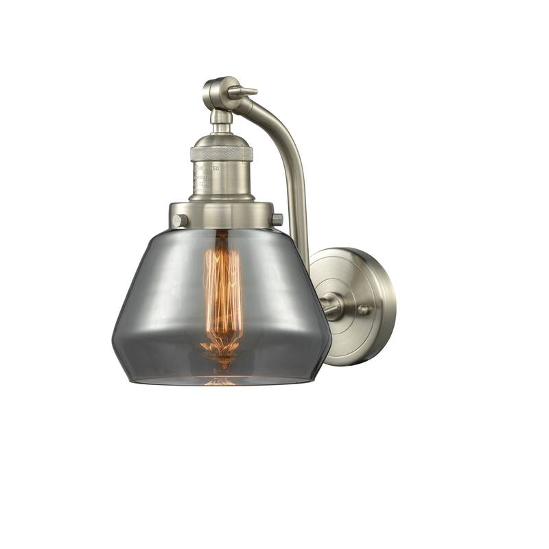 Innovations Lighting Fulton Single Light 12" Tall Wall Sconce - Brushed Satin Nickel / Smoked