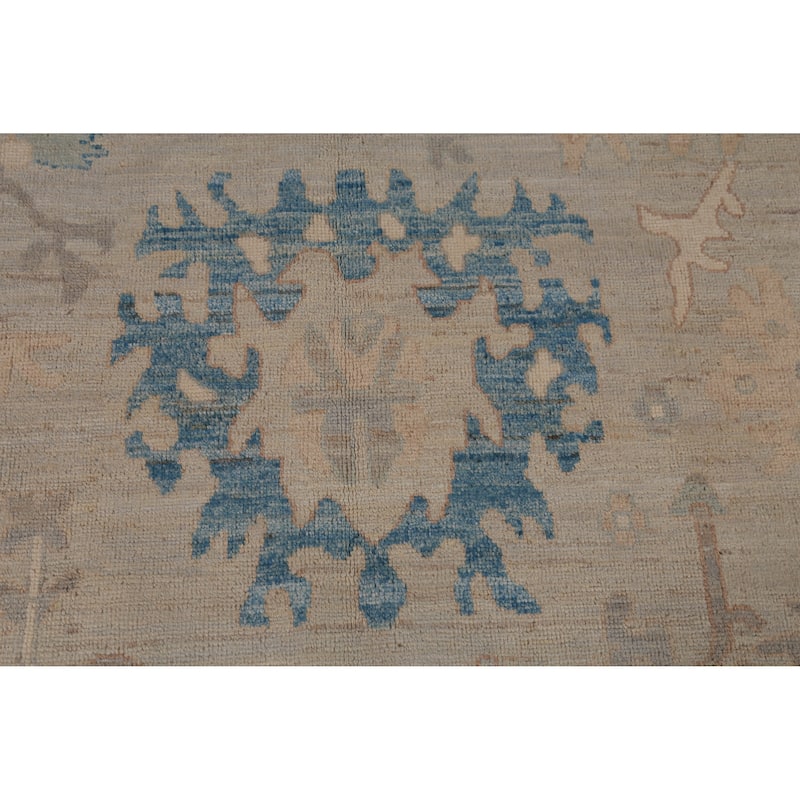 Hand Knotted Oriental 100% Wool Carpet Transitional All-Over Beige & Ivories Oushak Area Rug - 13' 11'' X 10' 1''