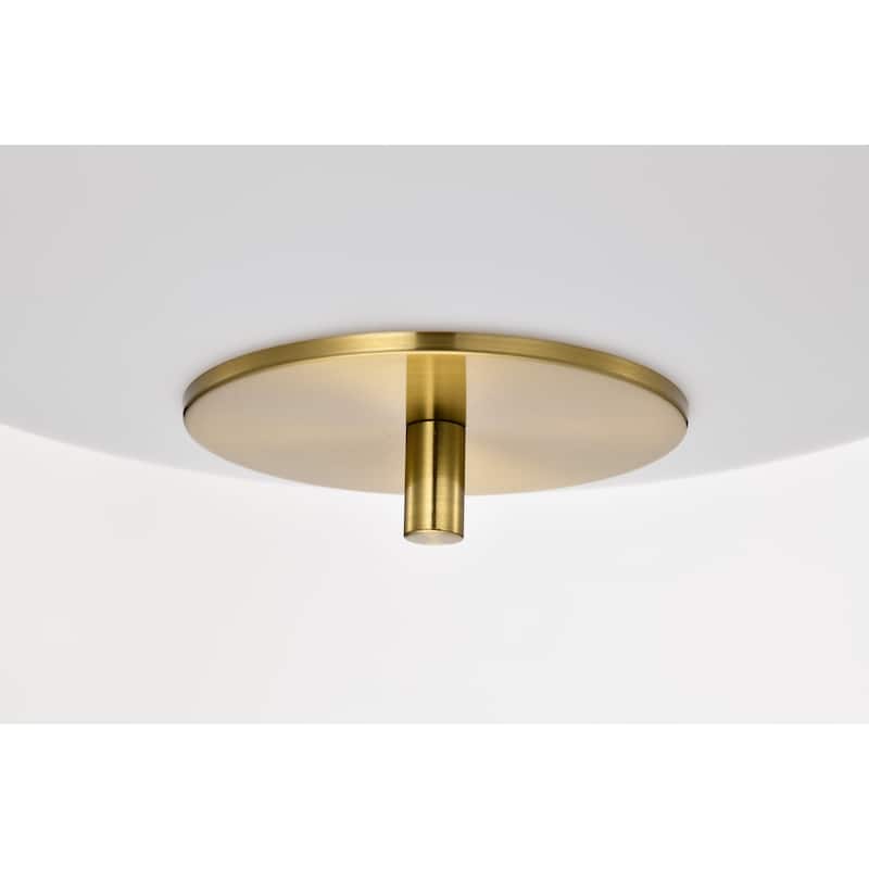 Caio Brass Pendant Light with Oval Disk Frosted Glass Shade