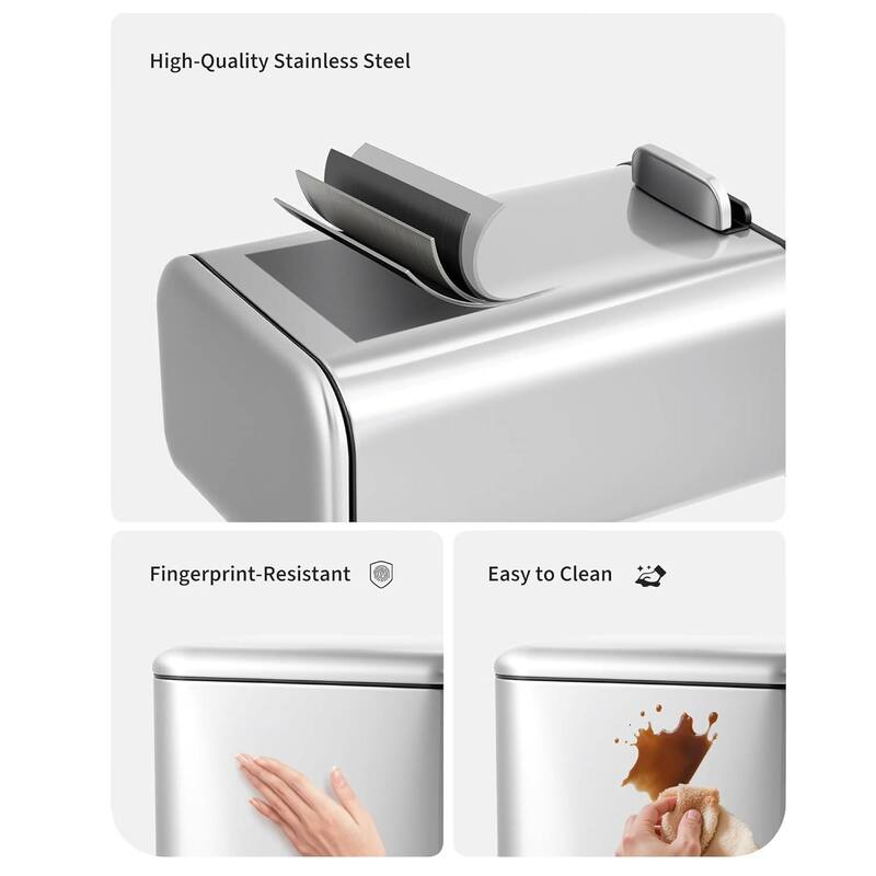 3.2 Gal Fingerprint-Proof Step Rubbish Bin, Trash Can for Bathroom, Kitchen
