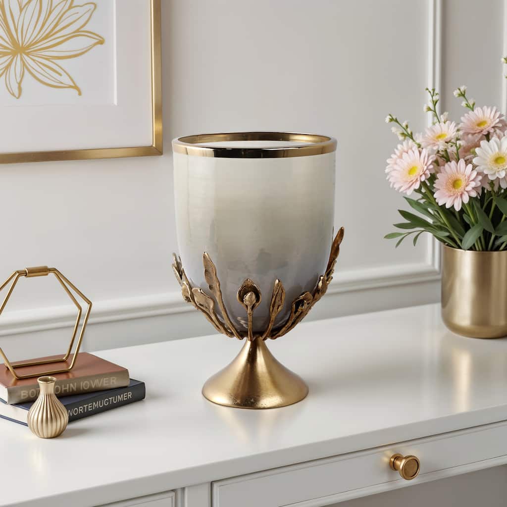 Glass Candle Holder Pedestal Hurricane Contemporary Tabletop Accent
