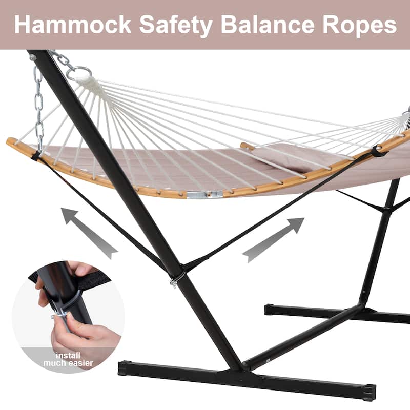 2-person Outdoor Hammock with Stand & Pillow