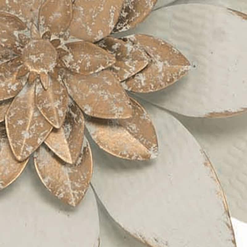 Foreside Home & Garden 10.7 x 10.3 inch White Metal Layered Lotus Flower Wall Décor