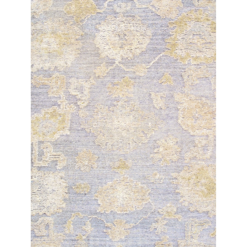 Pasargad Home Oushak Hand-Knotted Grey/Blue Wool Area Rug - 9' 1'' X 10' 3''