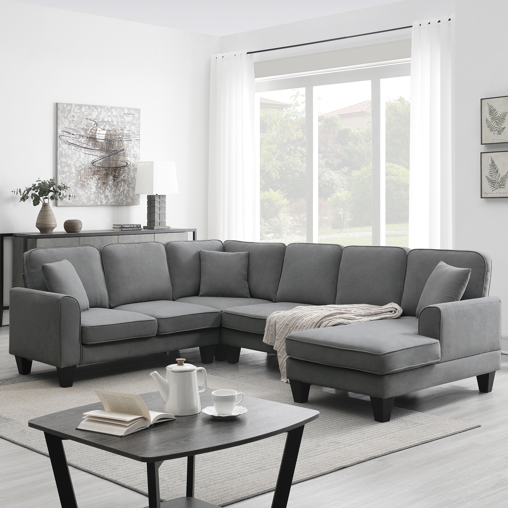 Grey Fabric New Products Sectional Sofas Bed Bath Beyond