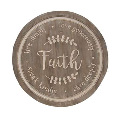 Distressed Faith Phrases Engraved Round Sign