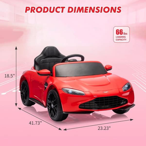 dimension image slide 1 of 5, 12V Ride on Sports Car for Kids Licensed Aston Martin Battery Powered Car