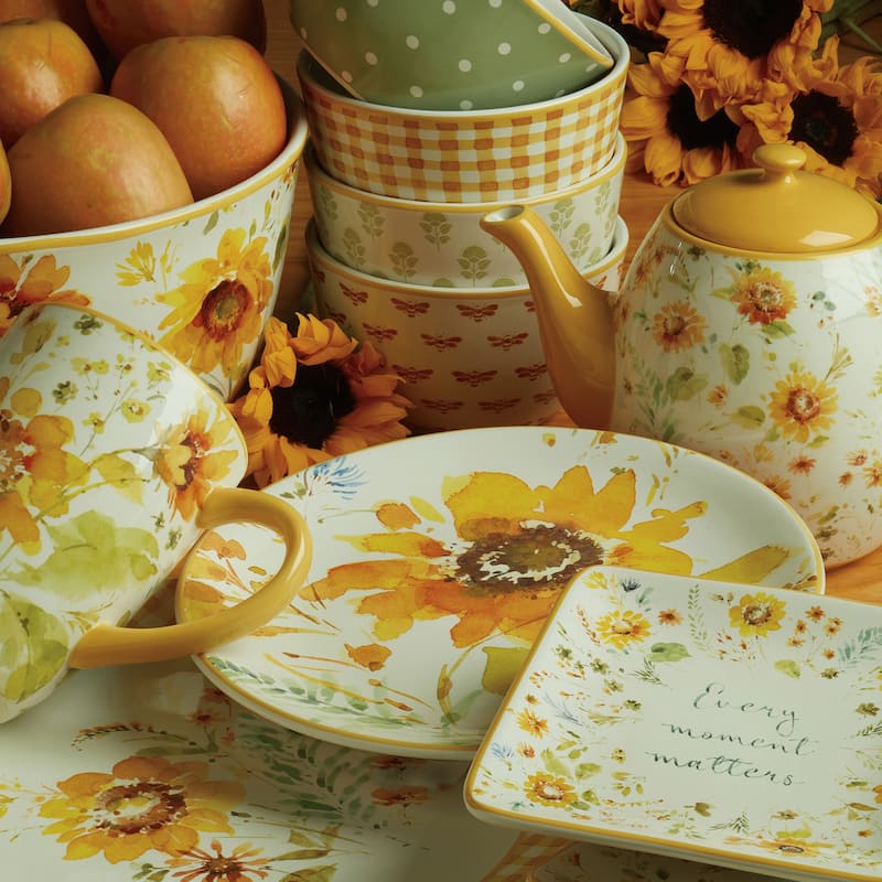 Certified International Sunflowers Forever 11" Dinnerware Plates, Set of 4 - 11" x 11"