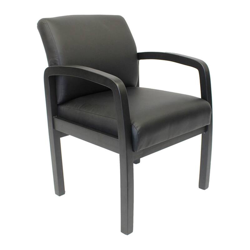 Gary NTR Guest Chair with Black Wood Frame, Black Antimicrobial Vinyl