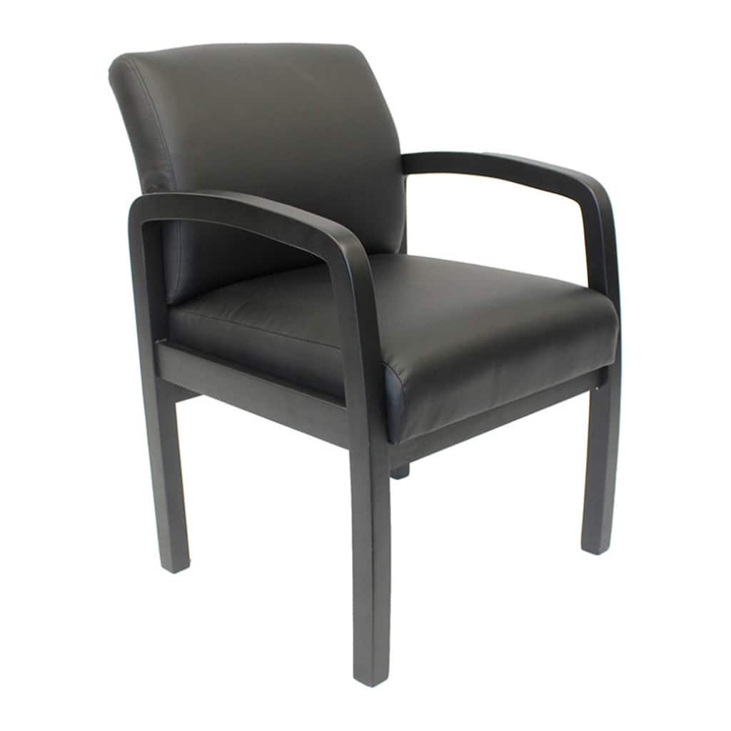 Gary NTR Guest Chair with Black Wood Frame, Black Antimicrobial Vinyl