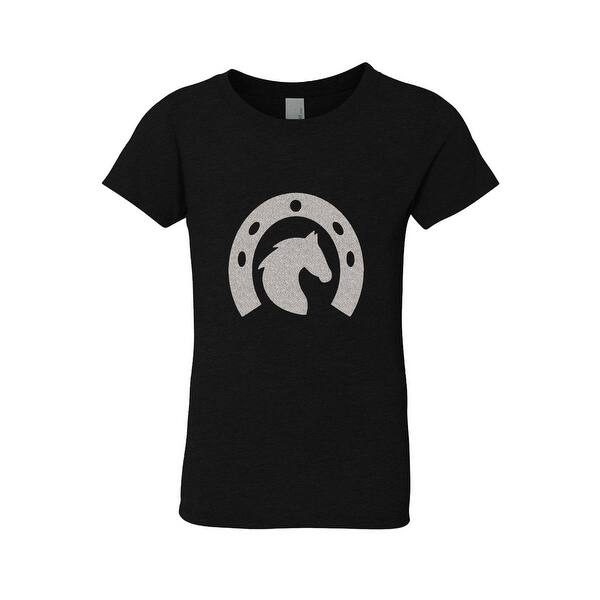 Shop Black Glitter Crewneck Horse Shoe With Horse Short Sleeve Tee