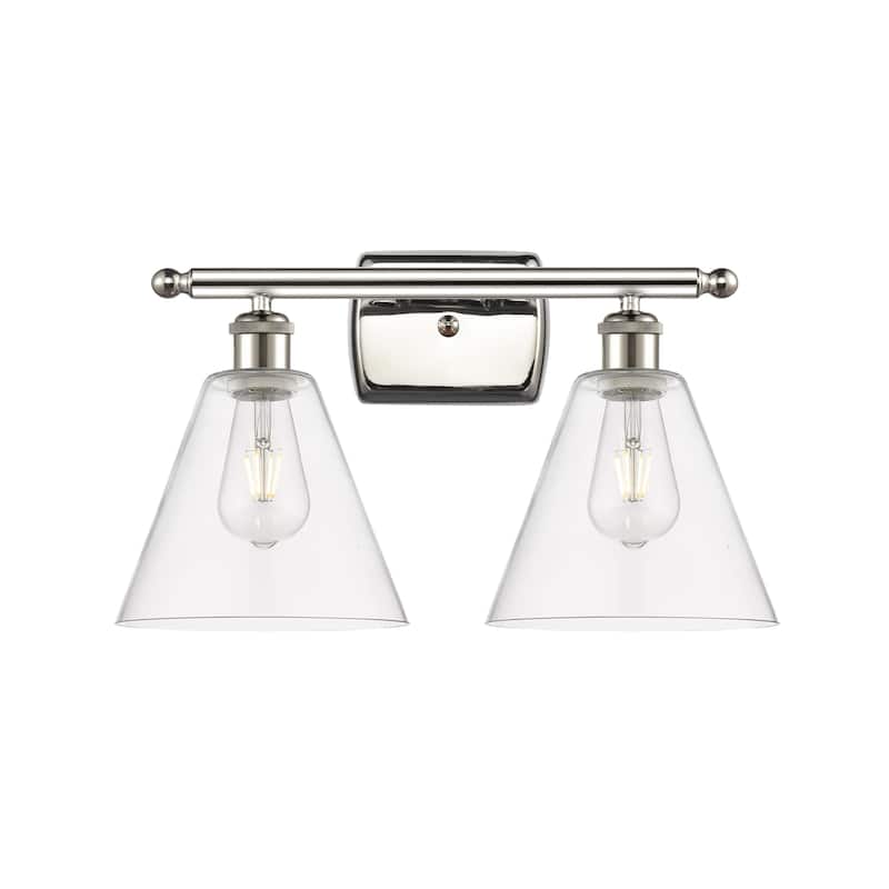 Innovations Lighting 516-2W-11-18 Berkshire Vanity Berkshire 2 Light - Polished Nickel / Clear