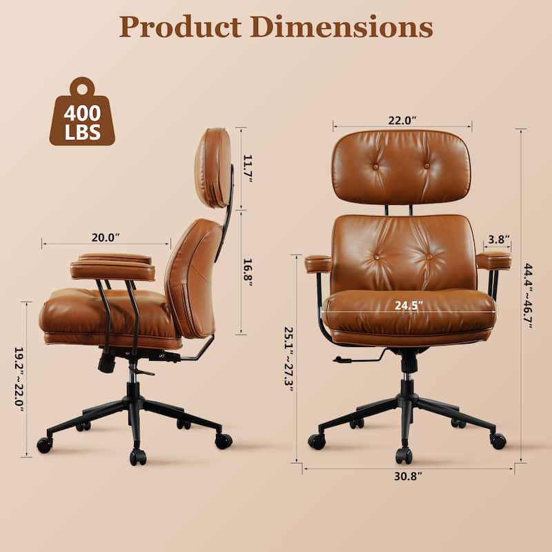 OVIOS PU Leather Ergonomic Lumbar Support Office Chair Desk Chair