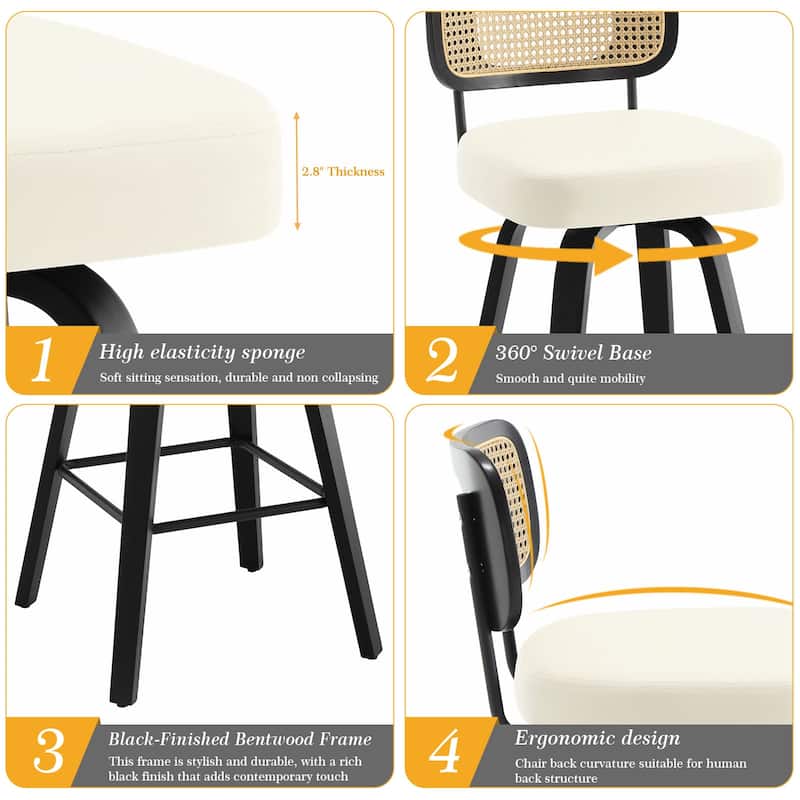 26"/29" Swivel Counter/Bar Stools with Black Bentwood Legs