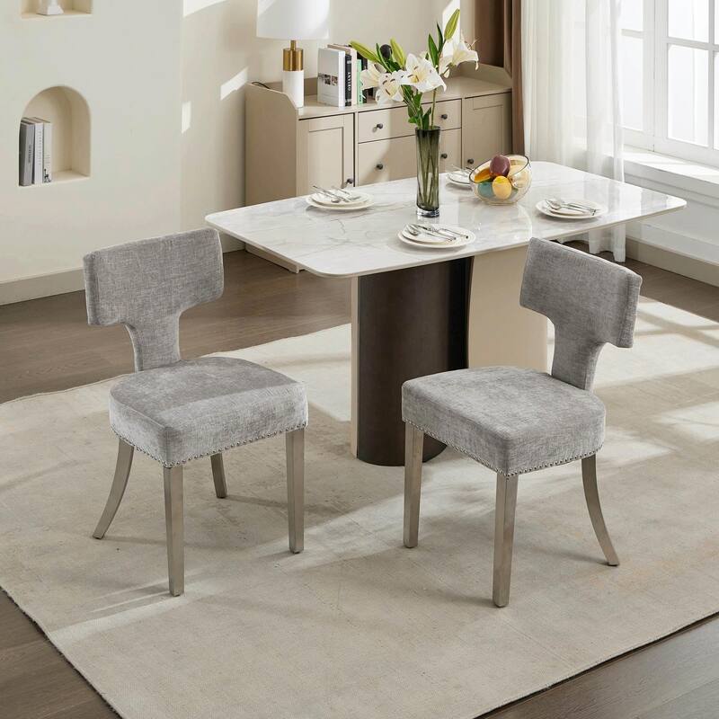 Mid Century Modern Dining Chairs Set of 2 - Gray