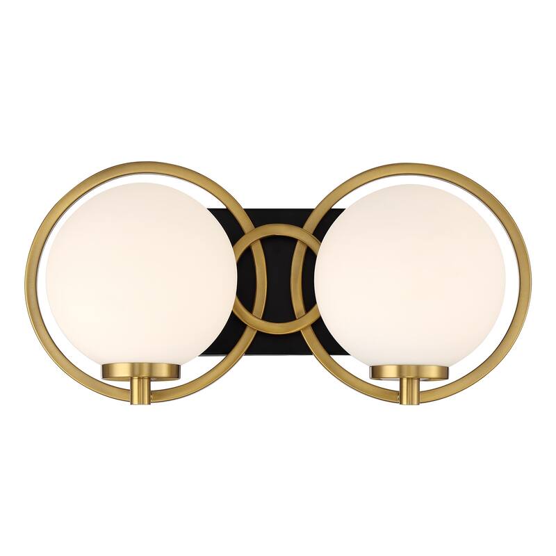 Savoy House 8-6180-2 Alhambra 2 Light 16" Wide Vanity Light - Matte Black / Warm Brass