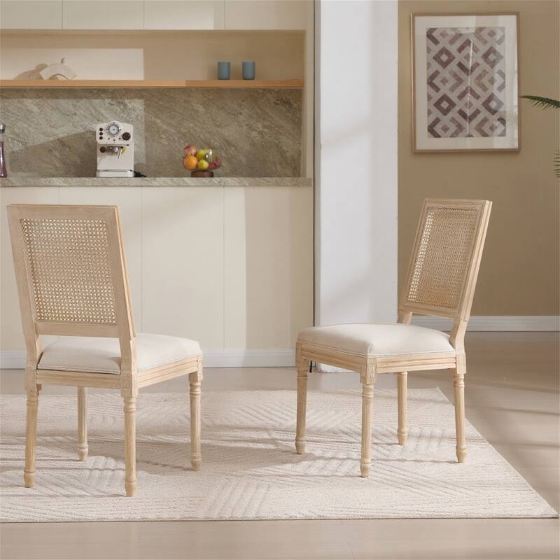 Set of 2 French Country Dining Chairs - Beige