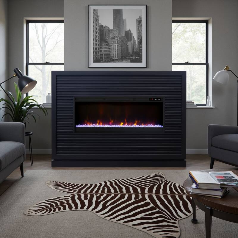 Bridgevine Home Riviera 64 inch Fireplace Mantel, Minimal Assembly - Black