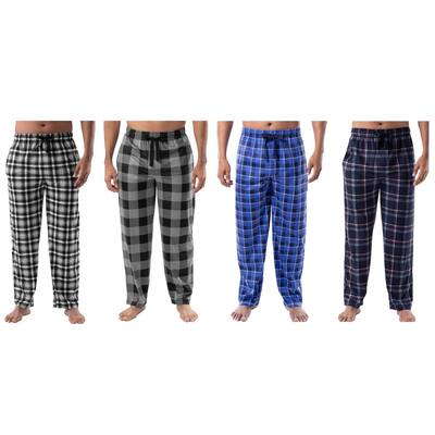 Mens Micro Fleece Pajama Pants 4Pack UltraSoft Plaid Lounge Sleep Pants