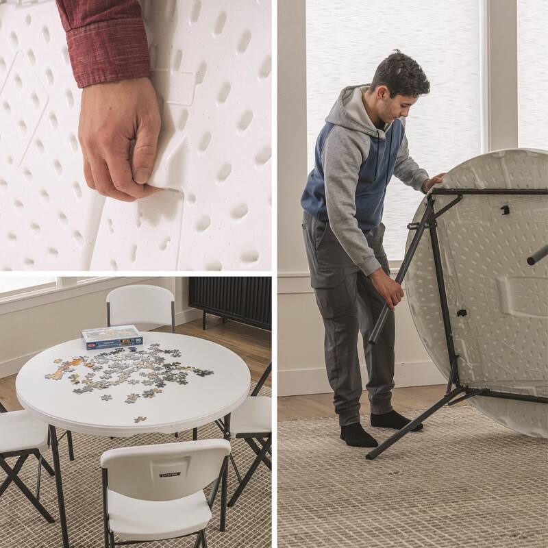Lifetime 48 inch Round Nesting Table, Indoor/Outdoor Light Commercial Grade, White