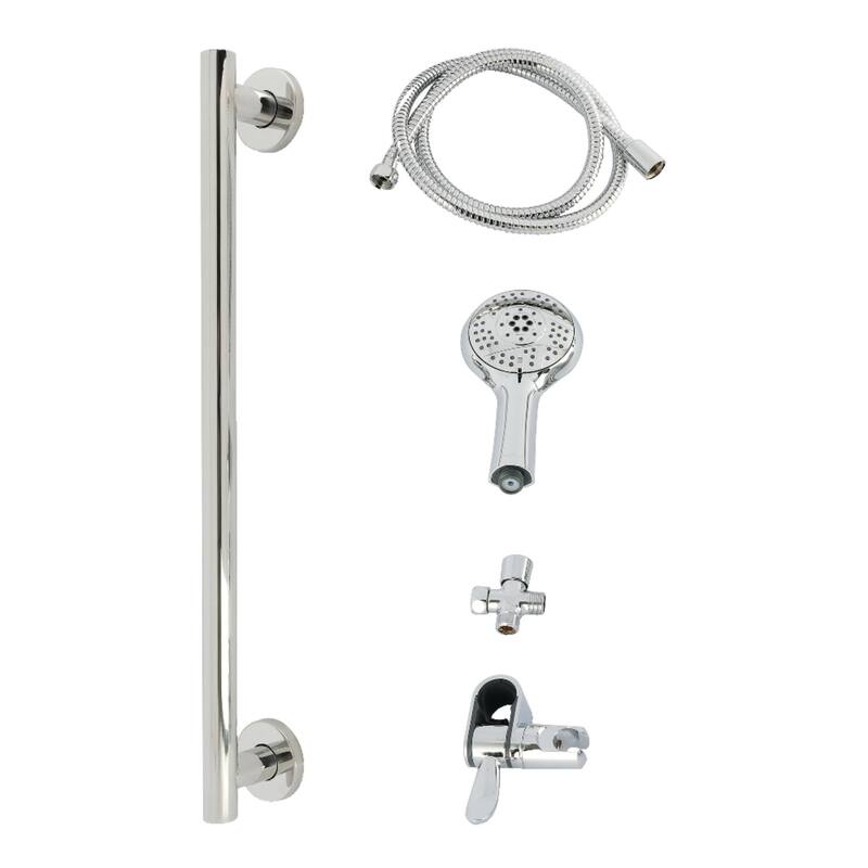 Kingston Brass Made to Match Shower System with Slide/Grab Bar and Hand Shower - Chrome