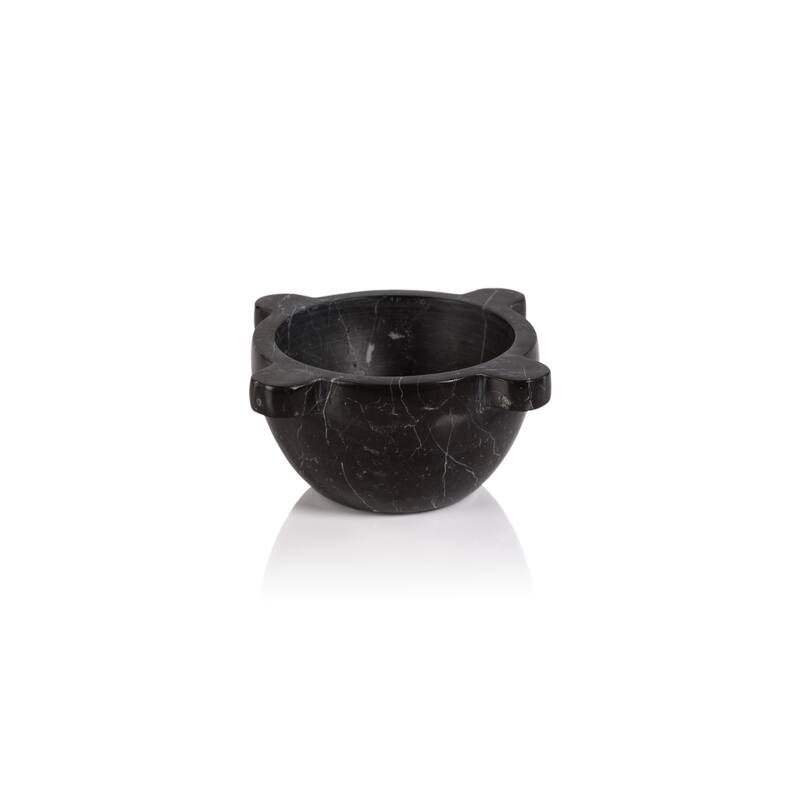 Ross Marble Mortar / Condiment Bowl - Black Marquina - Medium