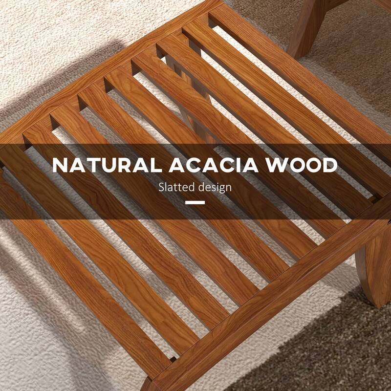 4 Piece Acacia Wood Garden Furniture Set with Chairs and Footstools Cushioned Outdoor Patio Seating for Garden and Patio