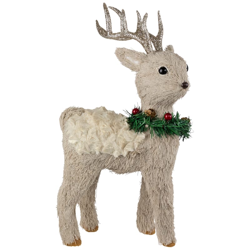 Woodland Reindeer with Wreath Christmas Figure - 13.75"