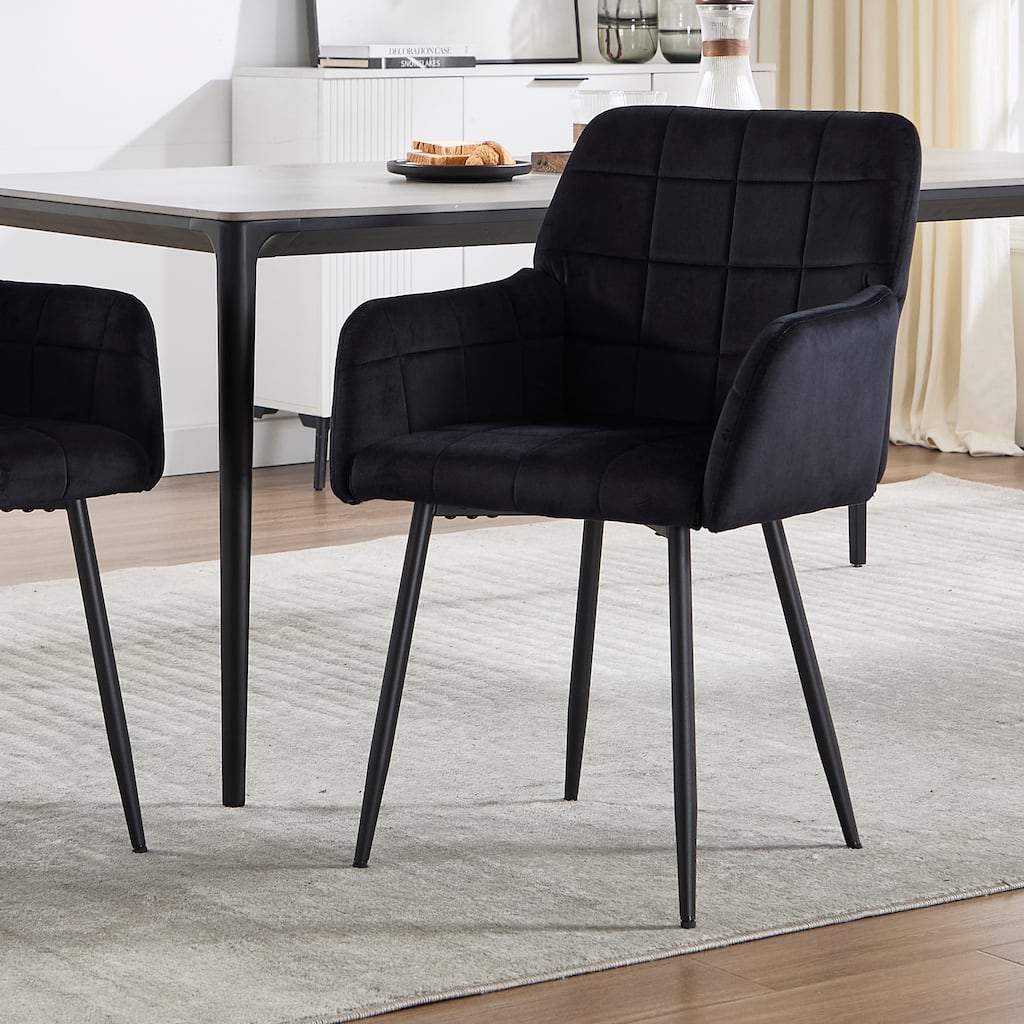Modern Velvet Kitchen Dining Chairs with Cushions, Armrests, Non Slip for Dining Room Kitchen Living Room Bedroom